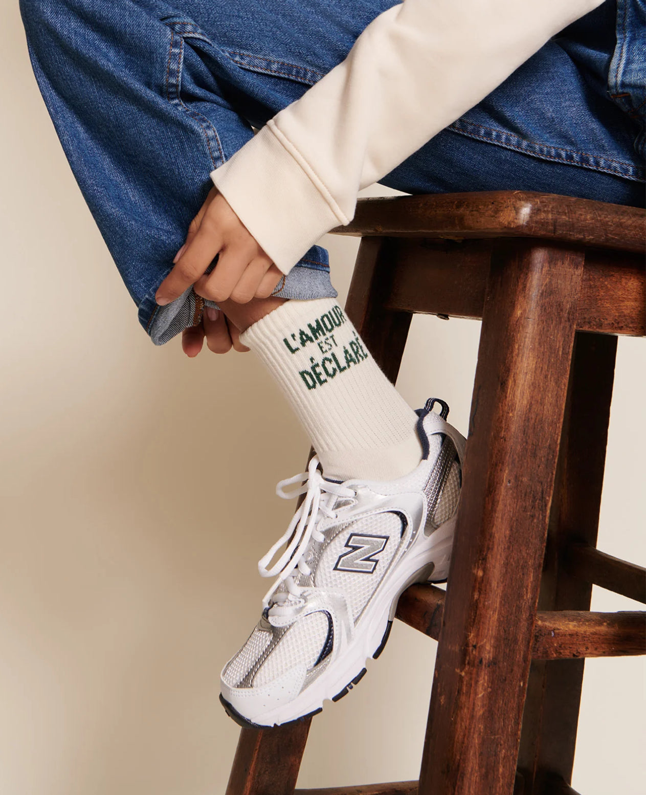 LES CHAUSSETTES L'AMOUR EST DÉCLARÉ - CRÈME TAILLE 42/46
