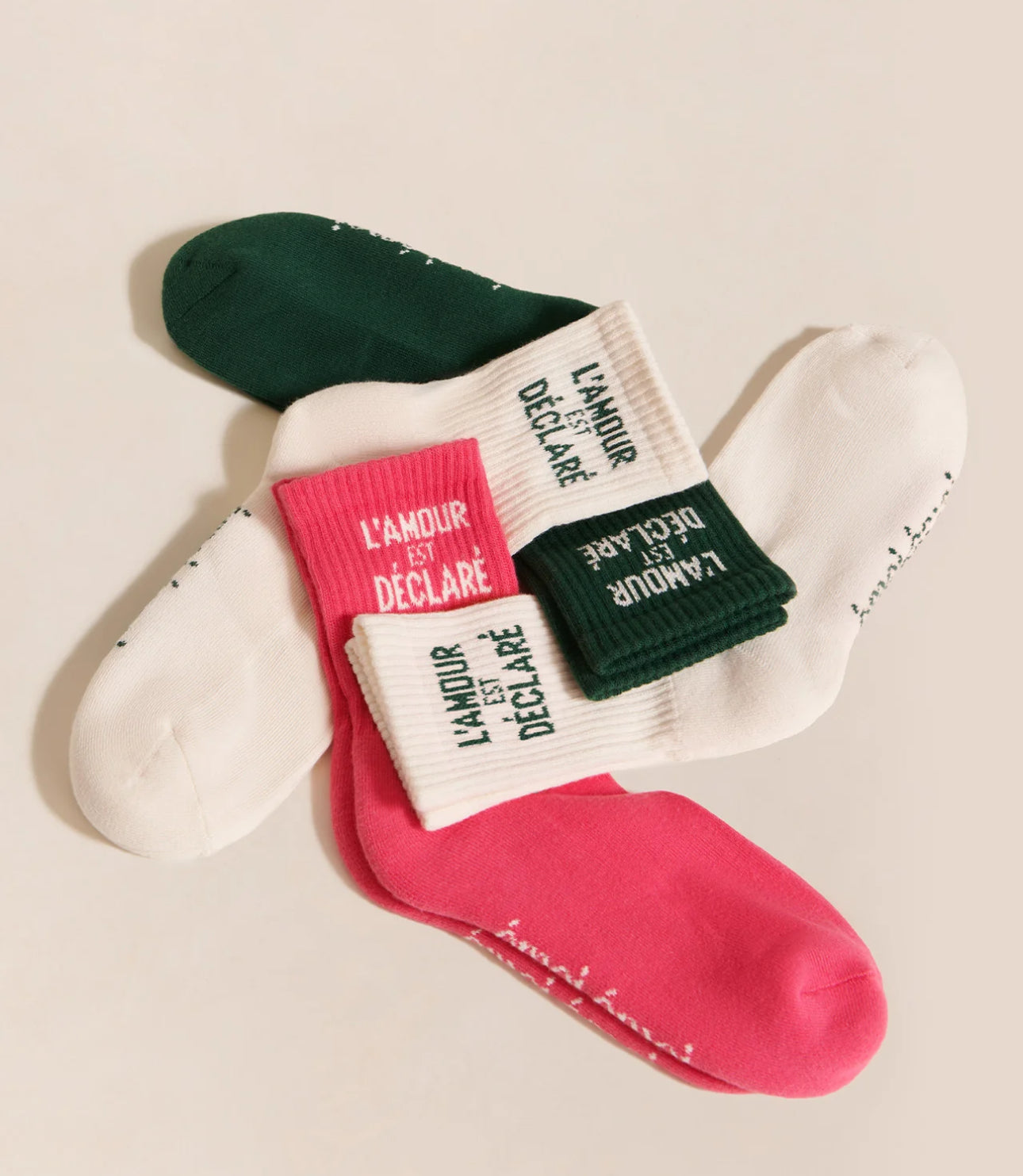LES CHAUSSETTES L'AMOUR EST DÉCLARÉ - ROSE - TAILLE 36/42