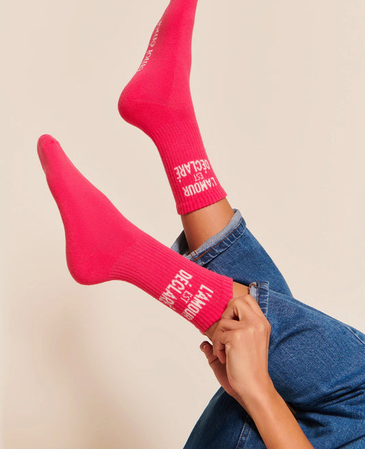 LES CHAUSSETTES L'AMOUR EST DÉCLARÉ - ROSE - TAILLE 36/42