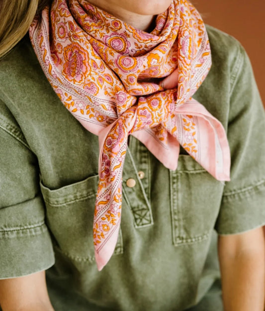 GRAND FOULARD INDIEN - Garda Pop Pink