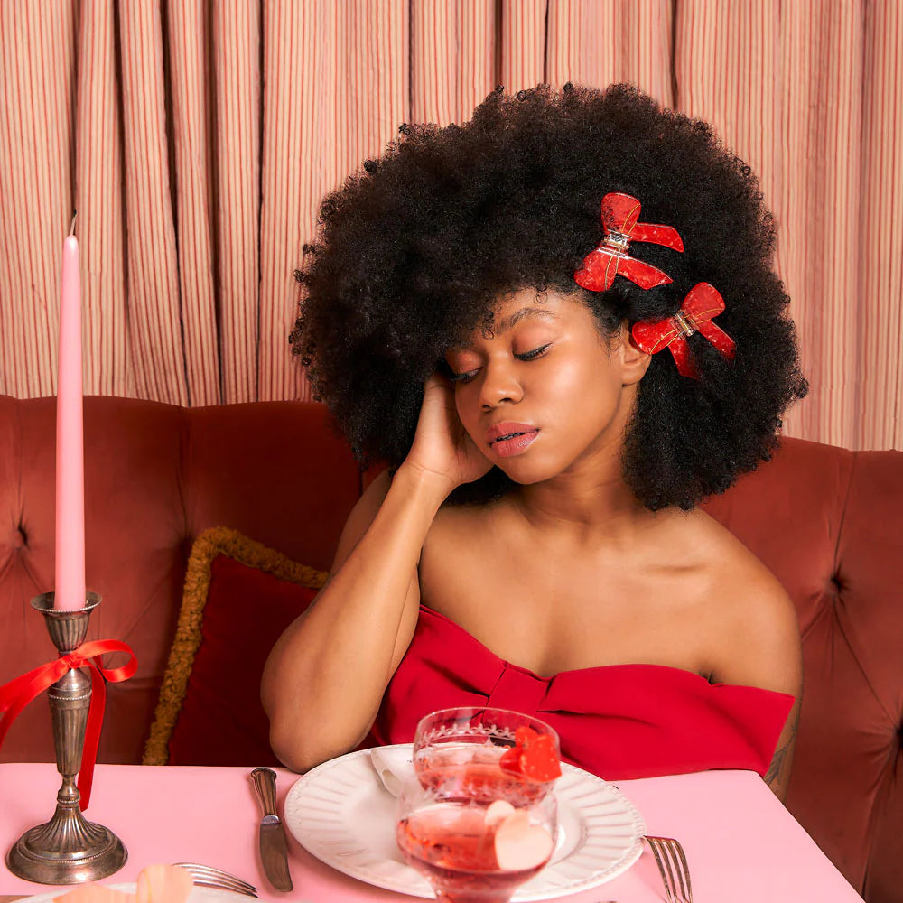 PINCE À CHEVEUX NOEUD ROUGE