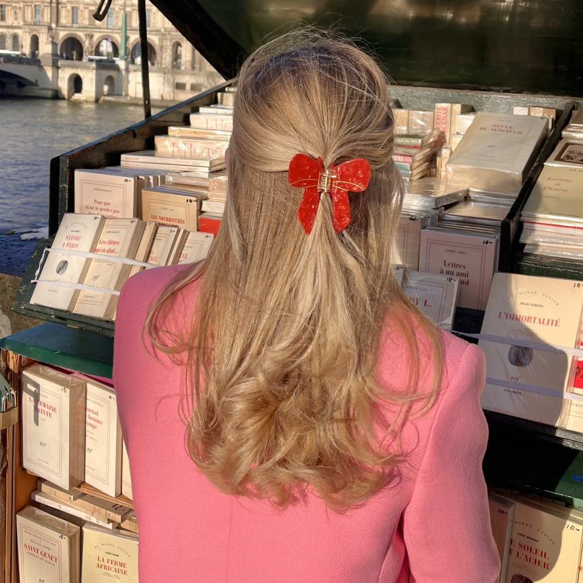 PINCE À CHEVEUX NOEUD ROUGE