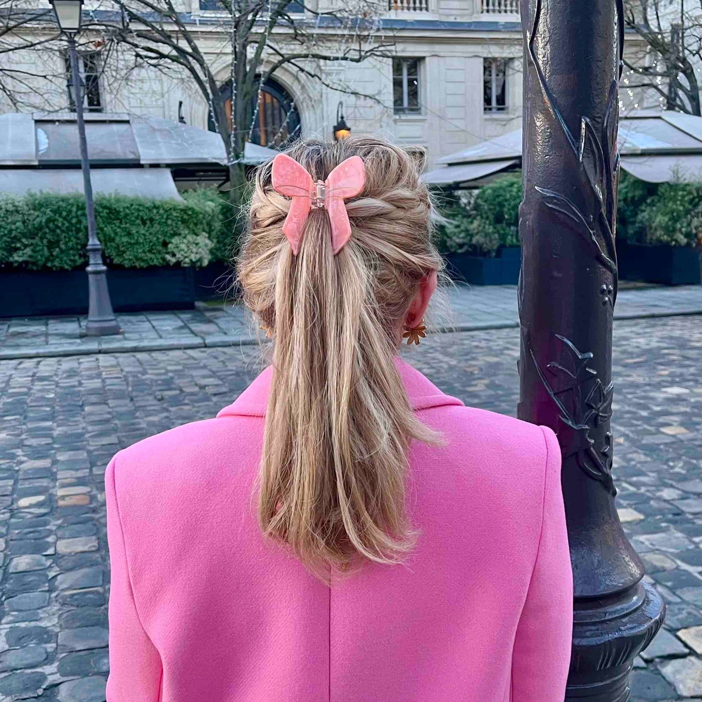 PINCE À CHEVEUX NOEUD ROSE