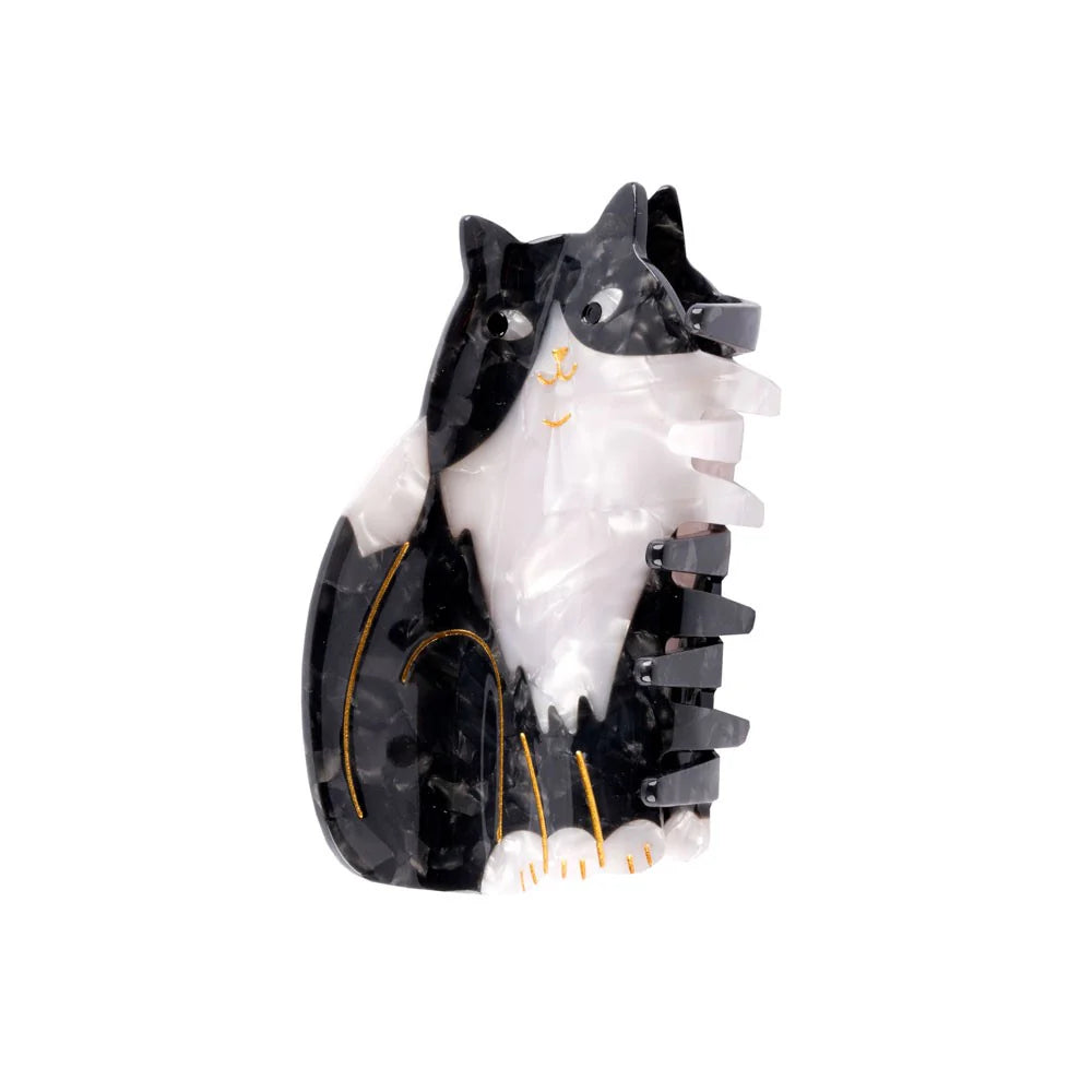 PINCE À CHEVEUX CHAT NOIR & BLANC