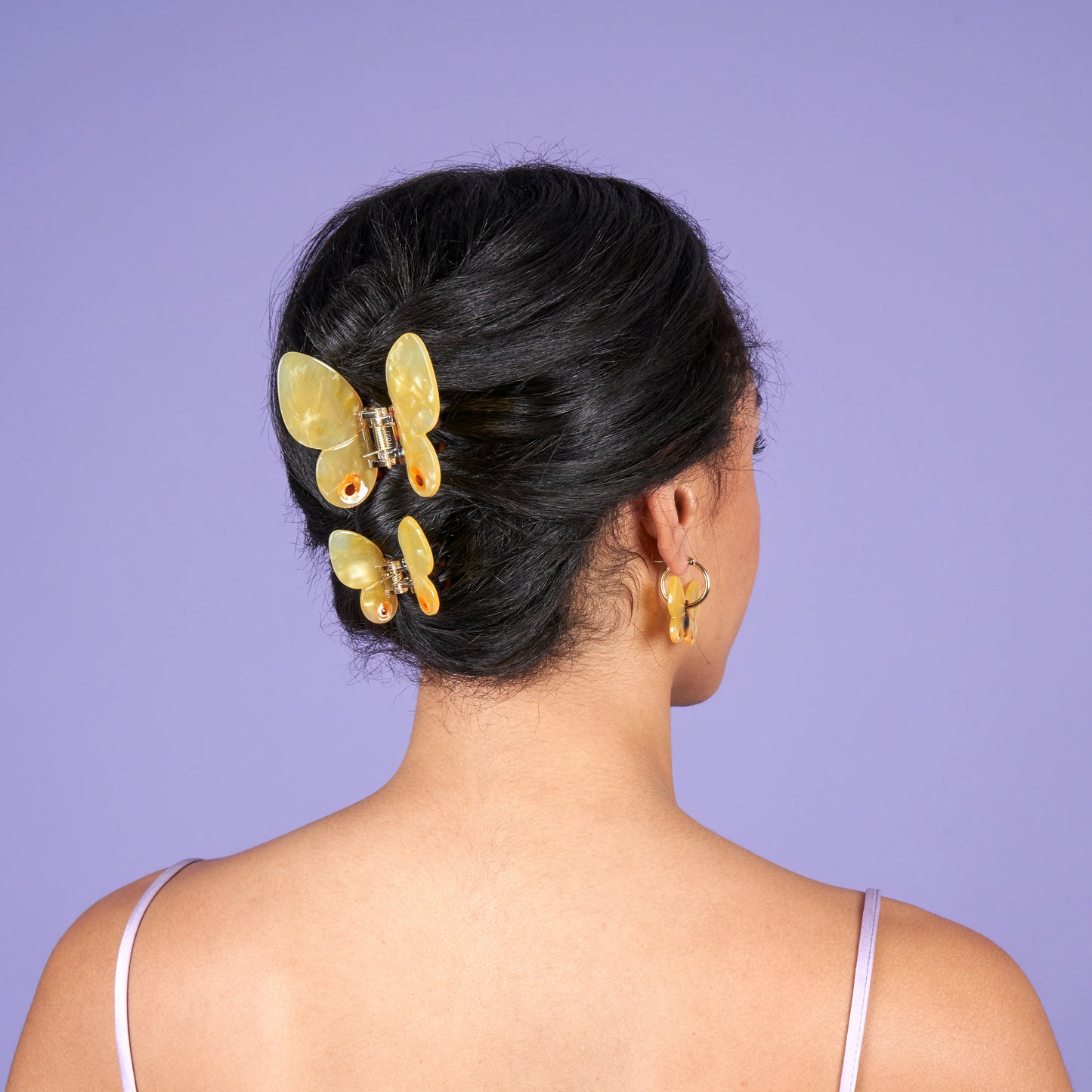 PINCE À CHEVEUX PAPILLON JAUNE