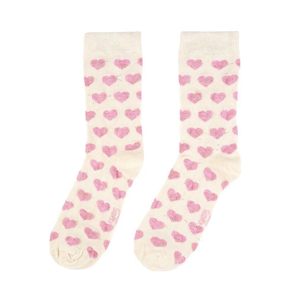 CHAUSSETTES COEUR ROSE À PAILLETTES 💕
