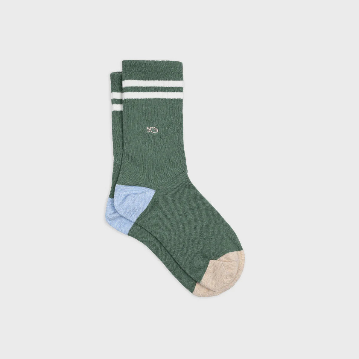 Chaussettes vertes rayures blanches