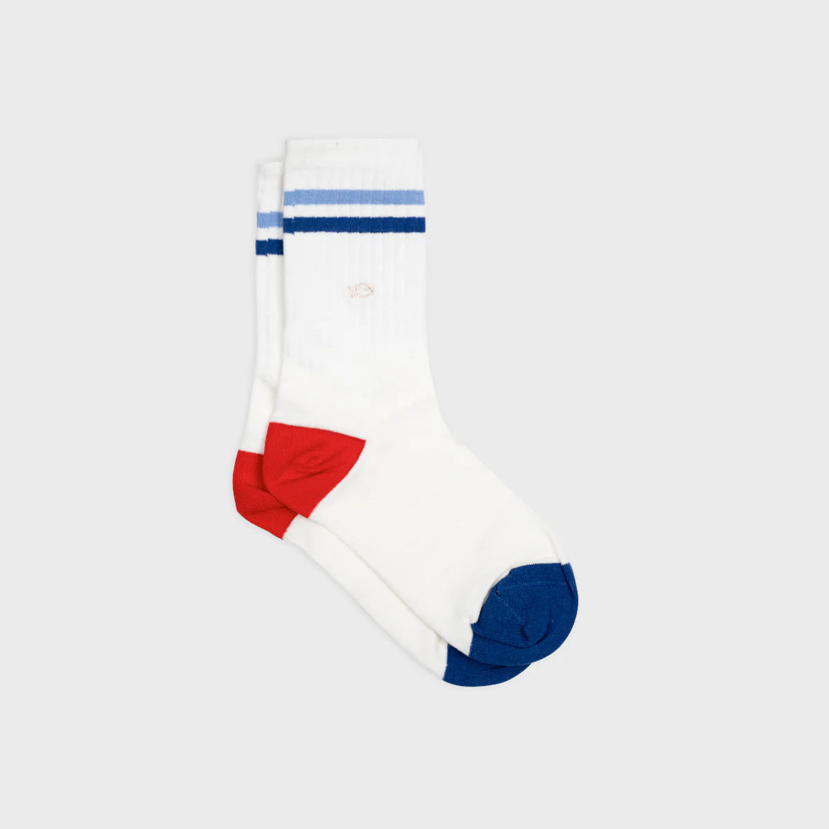 Chaussettes en coton peigné Retro - Blanc, rayé bleu