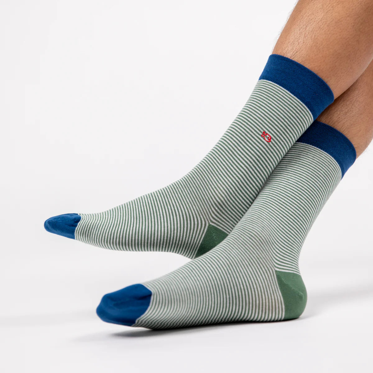 Chaussettes en coton peigné Rayées - Naturelle