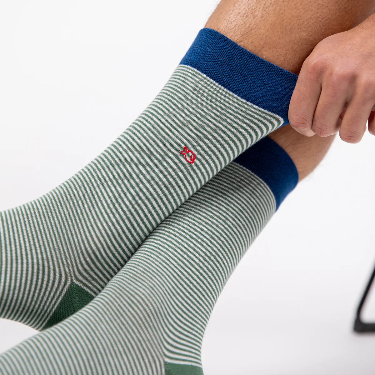 Chaussettes en coton peigné Rayées - Naturelle
