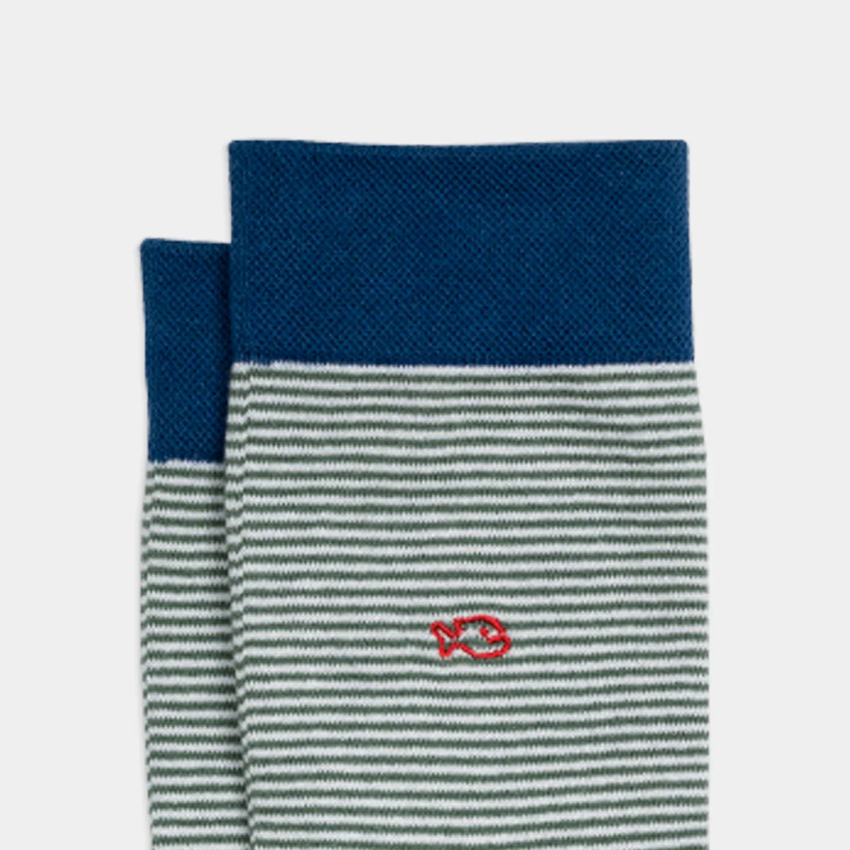 Chaussettes en coton peigné Rayées - Naturelle