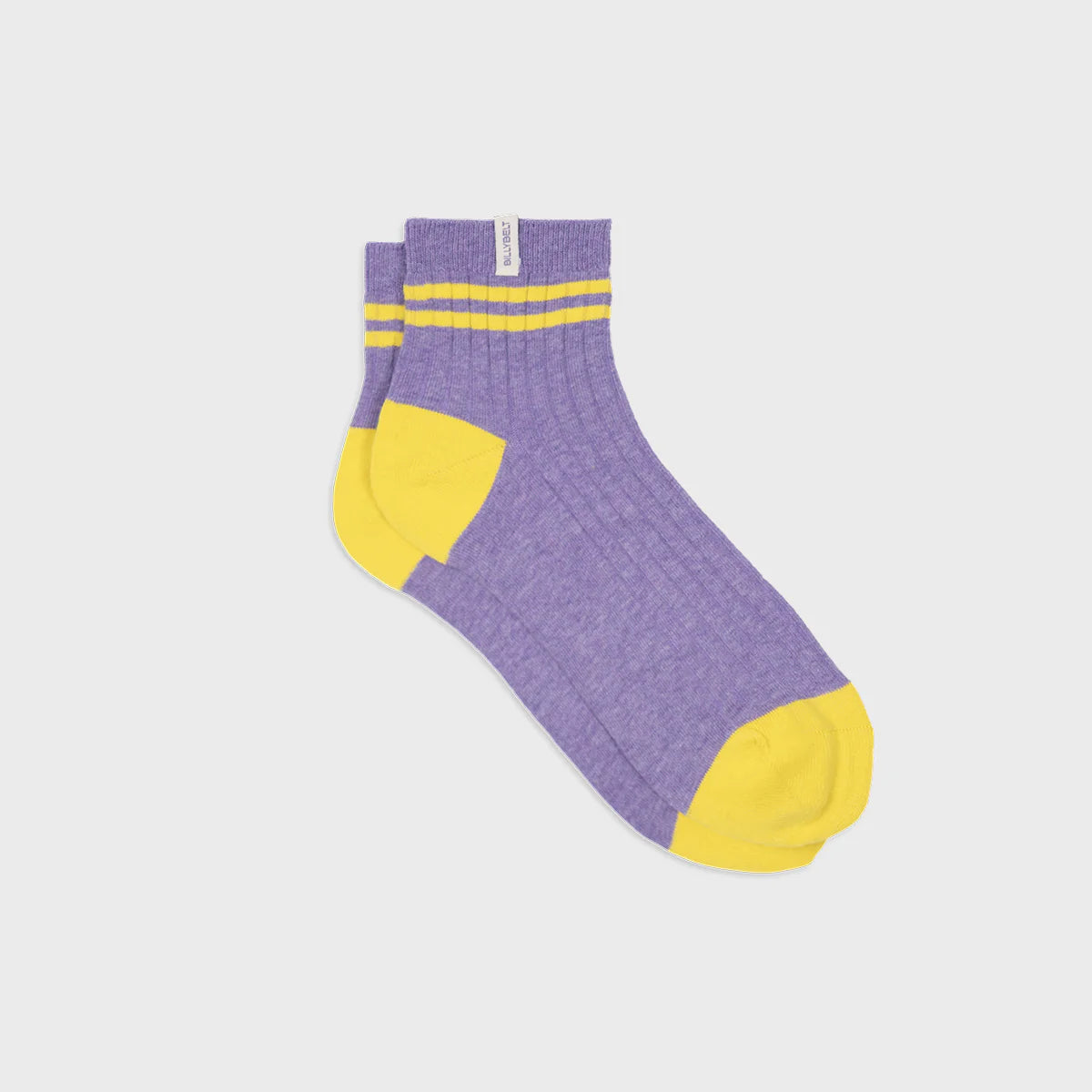 Chaussettes en coton peigné Mi-hautes - Violet, rayé jaune