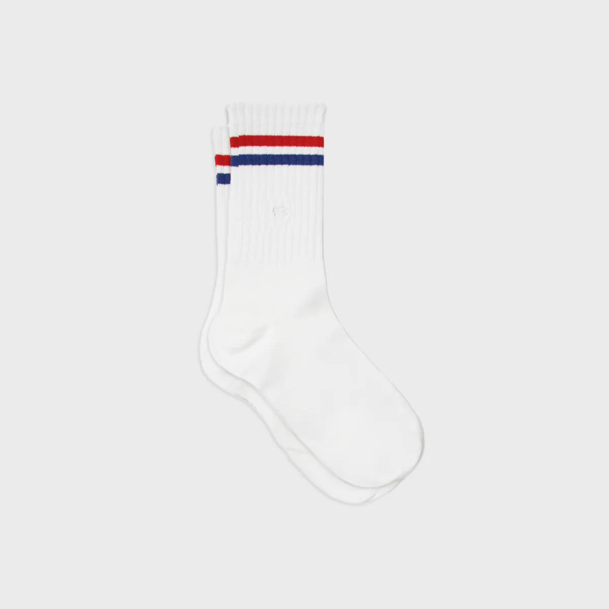 Chaussettes en coton peigné Retro - Blanc, rayé rouge et bleu