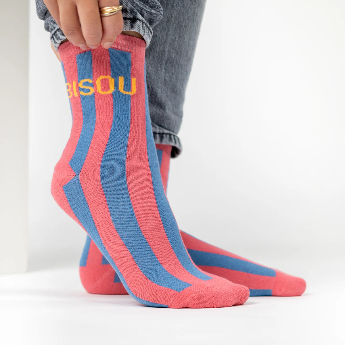 Chaussettes en coton peigné Rayées - Bisou