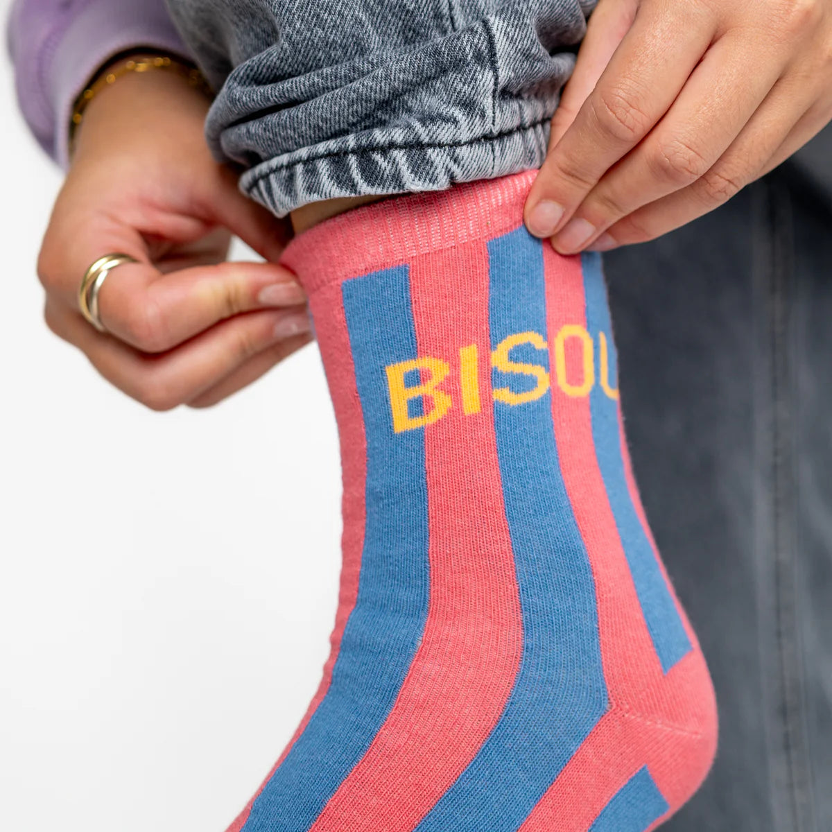 Chaussettes en coton peigné Rayées - Bisou