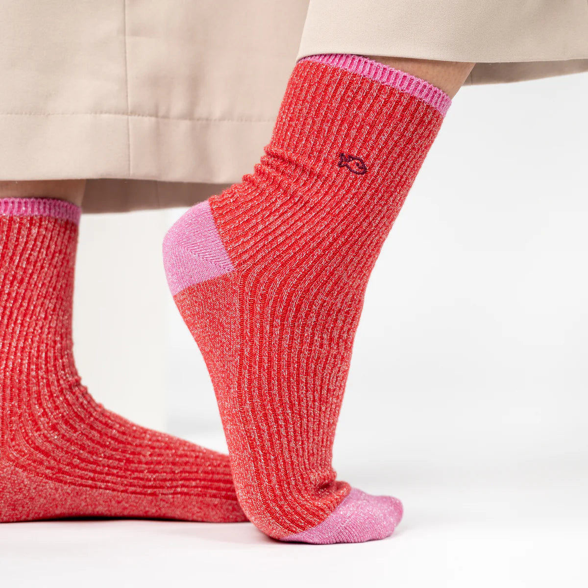 Chaussettes en coton peigné Vintage - Rouge