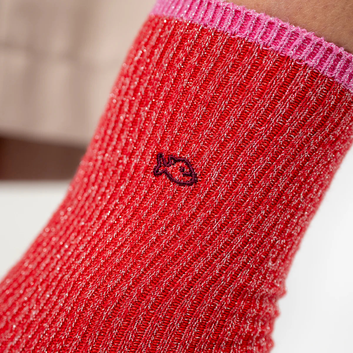 Chaussettes en coton peigné Vintage - Rouge