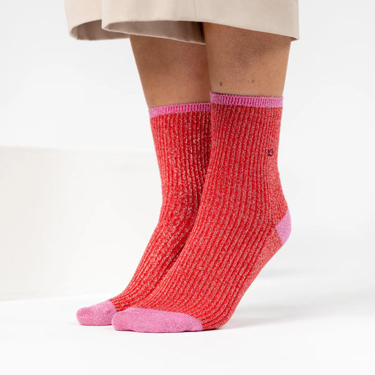 Chaussettes en coton peigné Vintage - Rouge