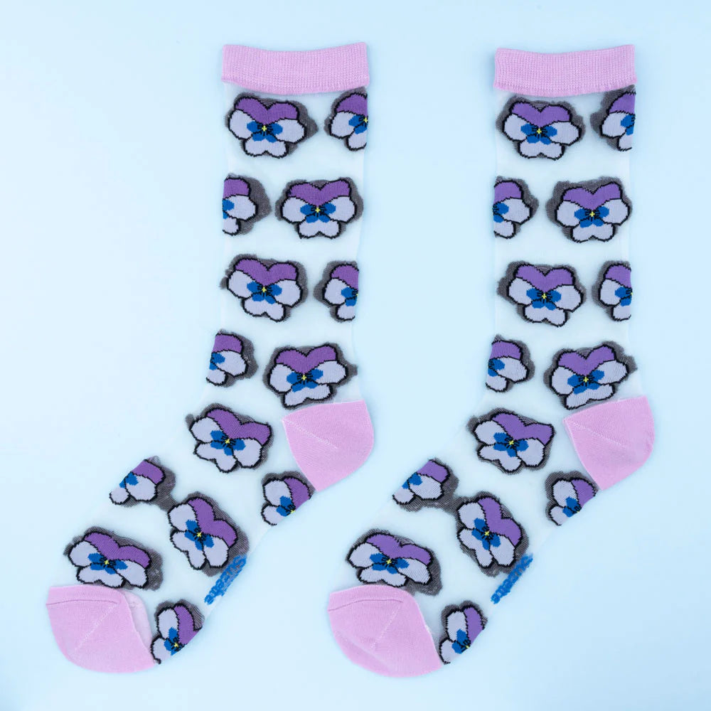 CHAUSSETTES TRANSPARENTES PENSÉE MAUVE