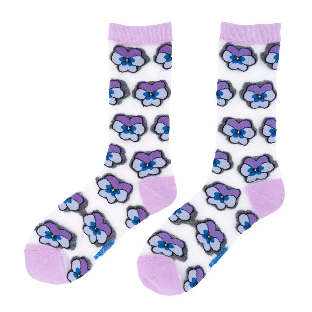 CHAUSSETTES TRANSPARENTES PENSÉE MAUVE
