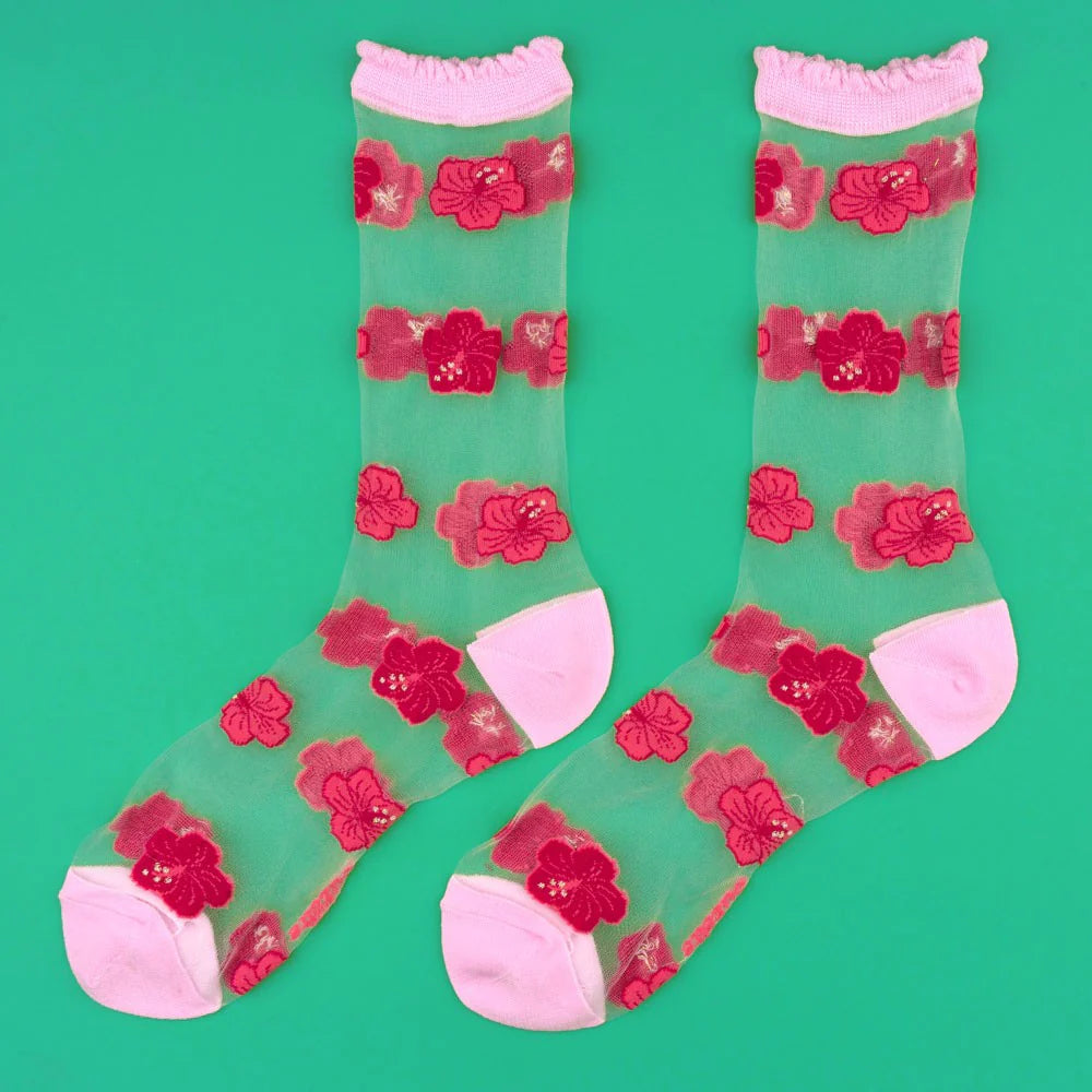 CHAUSSETTES TRANSPARENTES HIBISCUS