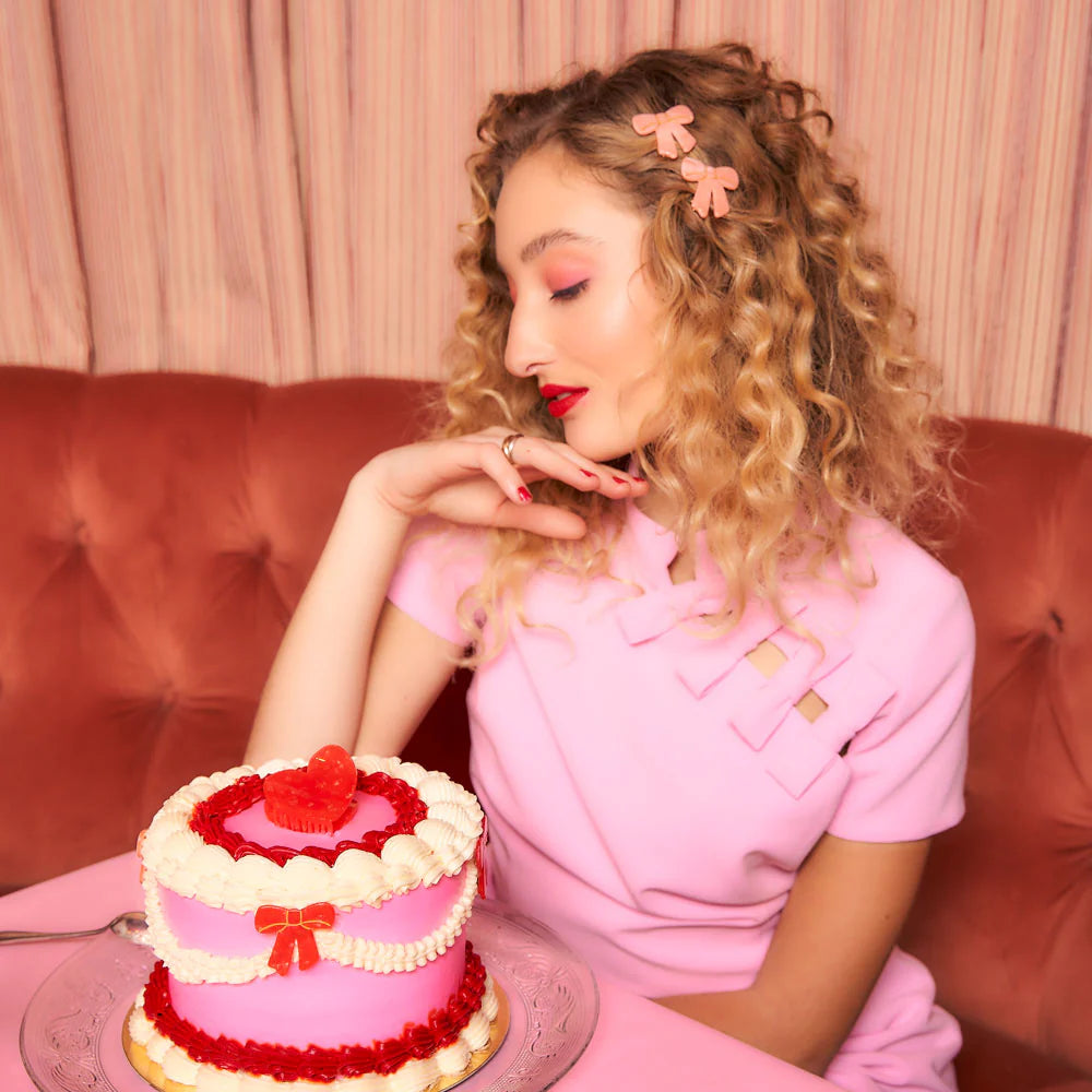 BARRETTE NOEUD ROSE