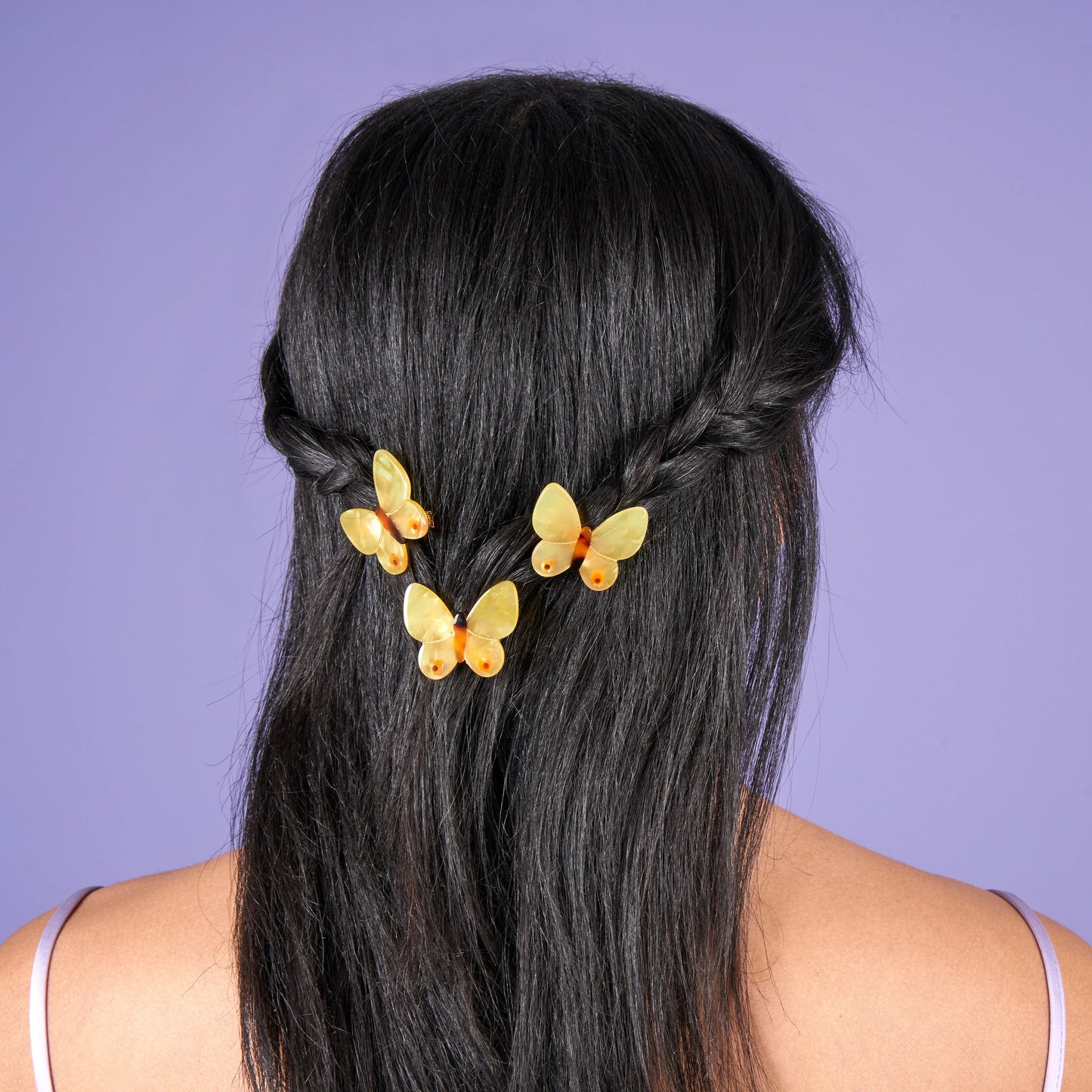 BARRETTE PAPILLON JAUNE