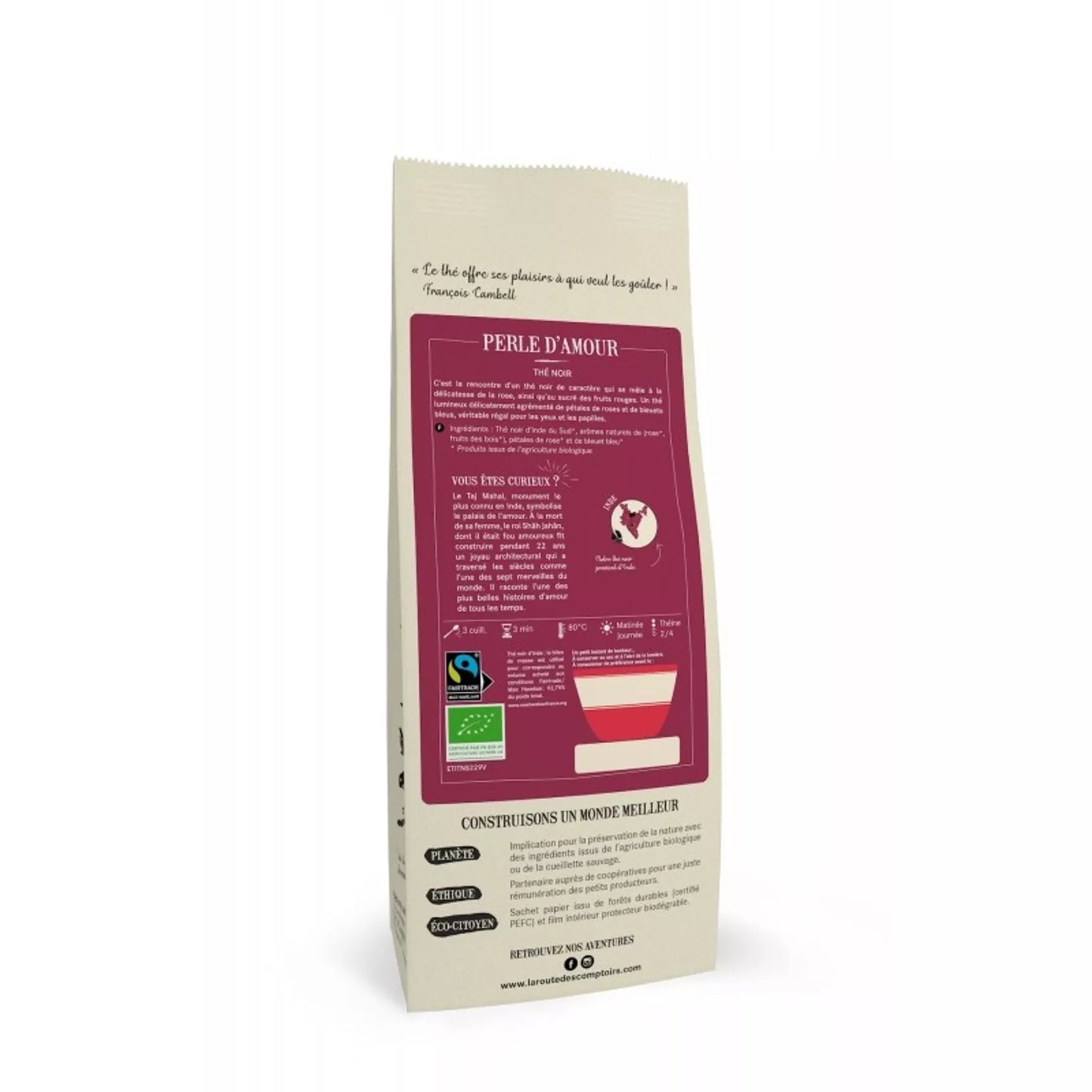 Thé Noir PERLE D'AMOUR - Parfumé et parsemé de rose - Sachet 100g