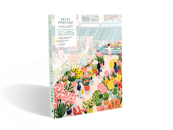 COFFRET PEINTURE AU NUMÉRO - PETIT PINCEAU - FLOWER MARKET PAR ZAZE ART