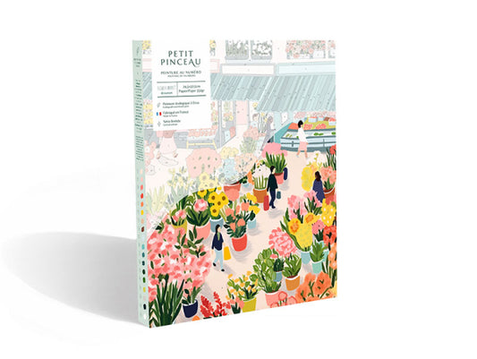 COFFRET PEINTURE AU NUMÉRO - PETIT PINCEAU - FLOWER MARKET PAR ZAZE ART