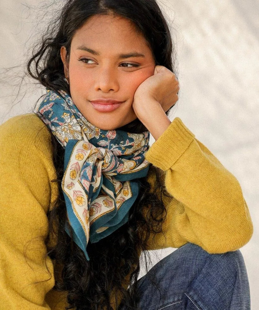 FOULARD GRAND FORMAT Manon Bleu Azur