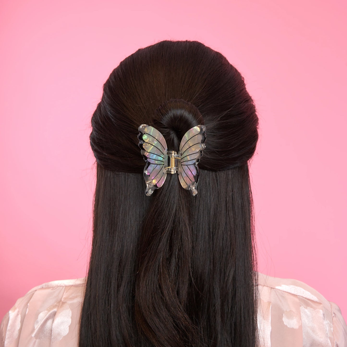 PINCE À CHEVEUX PAPILLON BLANC