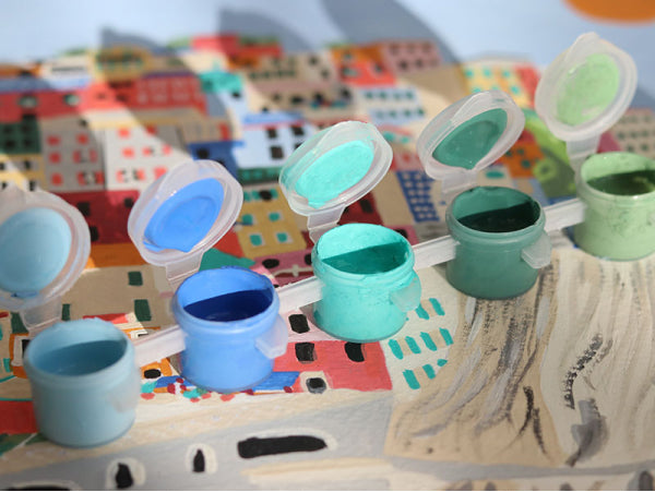 COFFRET PEINTURE AU NUMÉRO - PETIT PINCEAU - CINQUE TERRE PAR KENZIE ELSTON