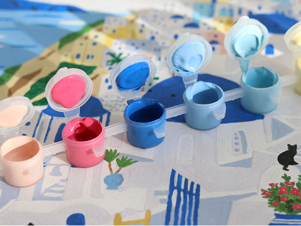 COFFRET PEINTURE AU NUMÉRO - PETIT PINCEAU - SANTORINI PAR MAJA TOMLJANOVIC