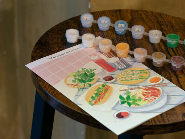 COFFRET PEINTURE AU NUMÉRO - PETIT PINCEAU - VIETNAMESE FOOD PAR JAYNE WONG