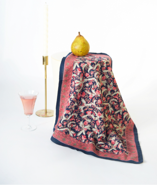 Petit foulard Forest Marine - MUSÉE DE LA TOILE DE JOUY X BINDI ATELIER