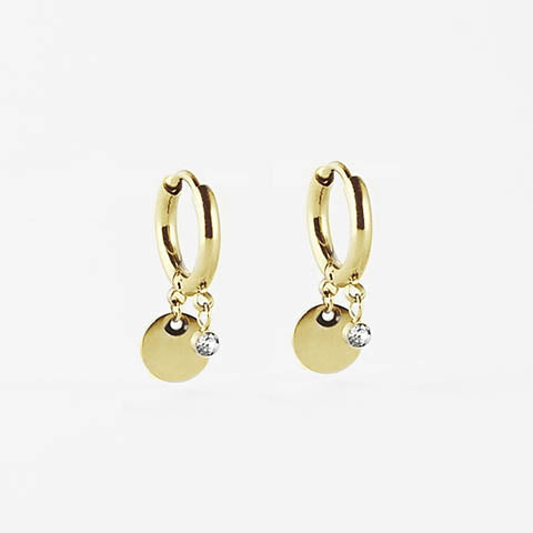 Boucles d'oreille créole pastille strass