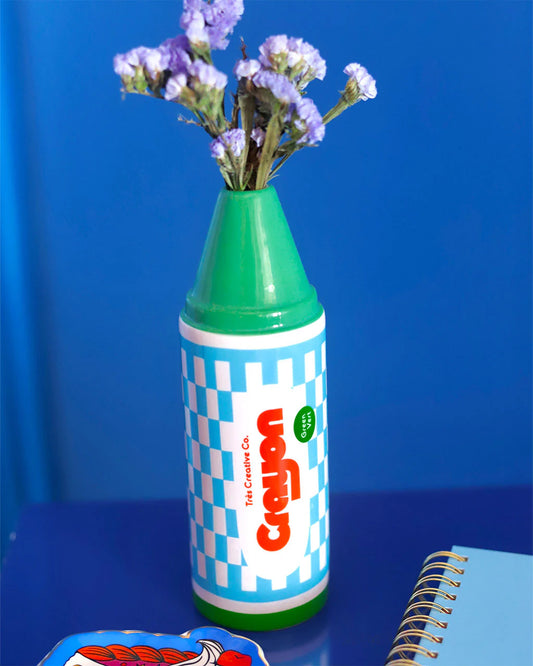 Vase en céramique, Crayon crayola