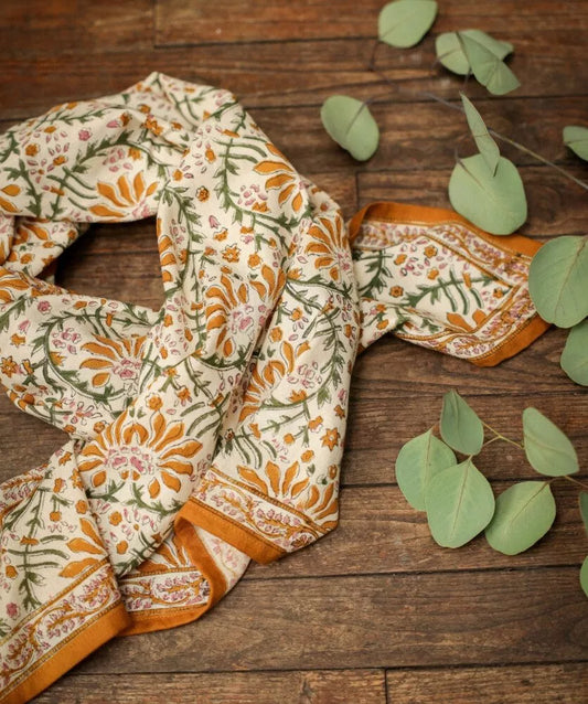 FOULARD GRAND FORMAT Palmyre caramel beurre salé