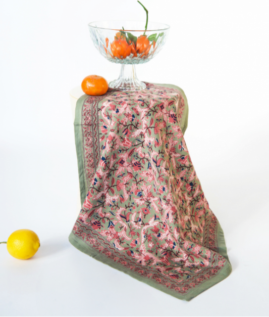 Petit foulard Verde Marine - MUSÉE DE LA TOILE DE JOUY X BINDI ATELIER